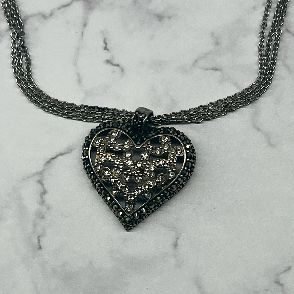4/$15 Encrusted Heart Necklace